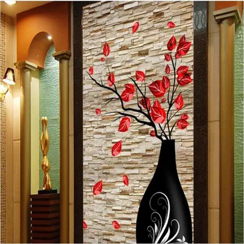 wellyu Personalizate picturi murale de mari dimensiuni 3D stereo vaze zid de Cărămidă de flori de la intrare de perete tapet non - țesute papel de parede