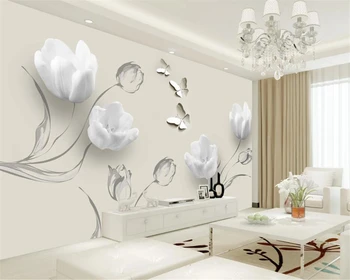 beibehang Personalizat tapet nou moda simplu tulip fluture 3D TV de fundal papel de parede gazete de perete decor acasă