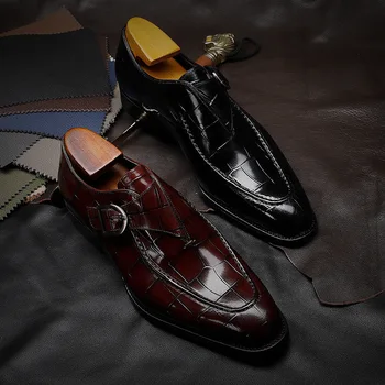 Moda Pantofi de Piele de Culoare Solidă pentru Bărbați Subliniat Catarama Senior Sens Nunta Oxfords Birou de Afaceri Încălțăminte Chaussure Homme