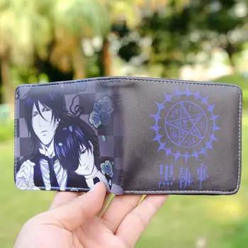 Black Butler Kuroshitsuji portofel cu ID-ul cartelei scurt PU Bi-Fold portofel