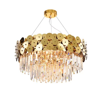 Modernă cu LED-uri E14 Art Împărăteasa a CONDUS Runda de Aur Bling Plafon de Cristal Pandantiv Lampă Sala de Mese Acasă Decora Corpuri de iluminat