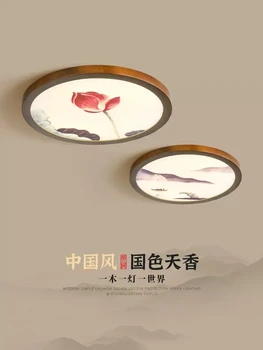 Nou Chinezesc toate-cupru ultra-subțire pictat rotund lampă de tavan dormitor studiu camera de ceai simplu de personalitate lampă de plafon