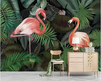 beibehang Nordic personalitate stereo de moda tapet de mână-pictat tropicală flamingo fresca gazete de perete decor acasă