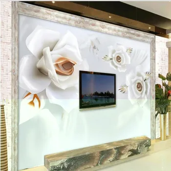 wellyu Personalizate pe scară largă murale 3D Stereo relief sculptură jad alb bujor murale de perete de fundal tapet non - țesute