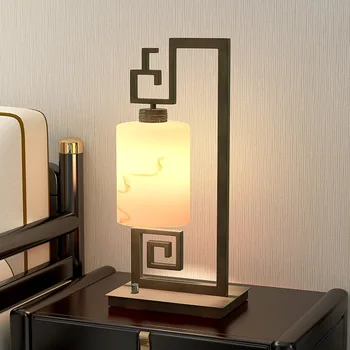 Chineză lampa de birou dormitor cu LED-uri lampă de noptieră Modern Chinezesc Zen retro studiu camera de zi a intensității luminoase decorative de lumină lampă de masă
