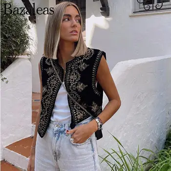2023 bazaleas magazin traf de Broderie Flori de Catifea, Vesta, Jacheta Doamnelor Paiete Rezervor Croppedcoat oficial de îmbrăcăminte pentru femei