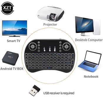 Mini Tastatura Telecomanda Air Mouse-ul Touchpad-ul de Fundal engleză rusă i8 Mini Wireless Keyboard-Tastatura pentru Laptop, TV Box