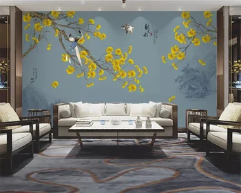 beibehang Personaliza modern stil Chinezesc flori și păsări TV de fundal dormitor living tapet gazete de perete decor acasă
