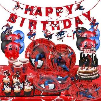 Roșu Spiderman Temă Petrecere De Aniversare Consumabile De Unica Folosinta Tacamuri De Ceașcă De Hârtie Față De Masă Baloane Copii, Petrecere Copil De Dus Decoratiuni