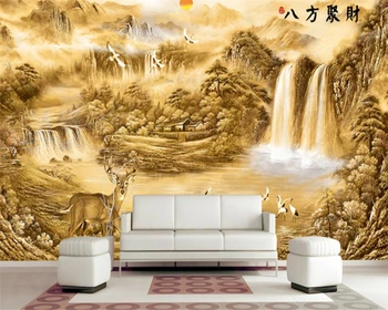 Beibehang Personalizate fotografie mare de hârtie de perete aur pictura peisaj acum familia dormitor camera de zi de decorare picturi murale 3D tapet