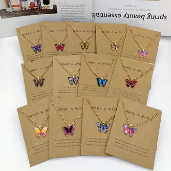 Moda Fluture Pandantiv Coliere pentru Femei Dulce Simplu Multicolor Insecte Clavicula Lanț Colier Petrecere de Bijuterii Cadou