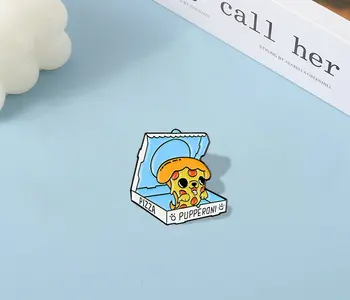 Livrare Pizza Email Pin Personalizat Catelus Broșe pentru Tricou Rever Sac Creative Insigna Alimente Distracție Câine de Bijuterii Cadouri pentru Copii buni Prieteni