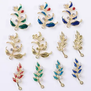 10 Bucăți/Pungă Metal Set Cu Perla Crengi Frunze Pandantiv Handmade Ornament DIY Accesorii Bijuterii