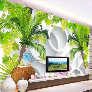 wellyu Proaspăt de nucă de cocos copac stereo TV de perete de fundal personalizate pictura murala mare tapet verde papel de parede para quarto