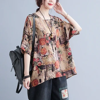 Supradimensionate Pierde Vara Tricouri Print Floral pentru Femei de Moda Topuri Subtiri de Bumbac Moale, Confortabil Femeie Tricou de Călătorie Casual Tricou Tricouri