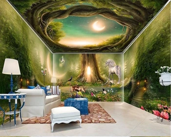 beibehang Super izolate Fonic Moda Stereo papel de parede 3d Tapet Verde Pădure Fantezie Full Temă Spațiu papier peint
