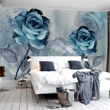 beibehang tapet Personalizat murale 3d acuarelă vânt albastru strălucitor demon floare frumoasă canapea la TV de perete de fundal papel de parede