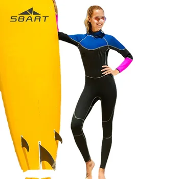 Sbart Noi 3mm Femeie din Neopren Nylon Corp Plin de Scafandru Maneca Lunga Zip Înapoi de Înot de Iarnă Costum de Scufundări Surfing Vapor Costum