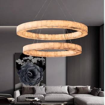 Personalizat Proiectat Marmură Candelabru Alabastru Decor Lumina Pandantiv Creative În Living Și Sufragerie