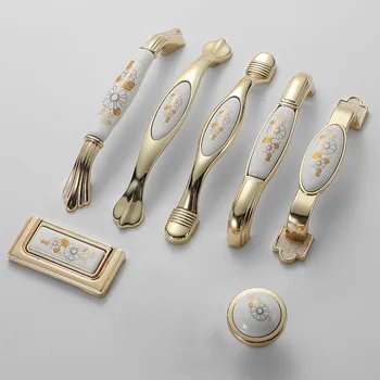 1 buc de Aur Ceramice Cabinet Mânere din Aliaj de Zinc Butoane Sertar Dulap Ușă Trage Minimalist Modern Sertar Mâner