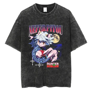 Hip Hop Bărbați Spălat T-Shirt Harajuku Japoneză Anime Hunter x Hunter Grafic T Shirt Bumbac Casual Teuri Vara Maneca Scurta Tricou
