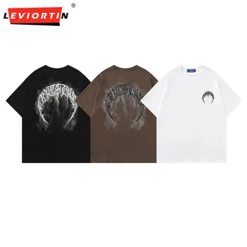 Barbati Tricou Streetwear Scrisoare Estetice Grafic T-Shirt Hipster Vara 2023 Hip Hop Harajuku Tricou Bumbac Topuri Tricouri Alb-Negru