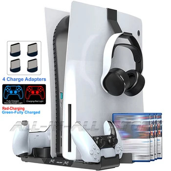 PS5 Vertical Stand de Încărcare 2 Controler Încărcător Stație de 2 Cască Titularul 12 Sloturi de Joc pentru Playstation 5 Disc & Ediție Digitală