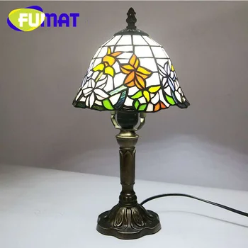 FUMAT Tiffany Rose Lampă de Masă Vitralii Stil Vintage Modern Art Creative Decorative de Lumină Dormitor Învăța LED Lumina de Noapte