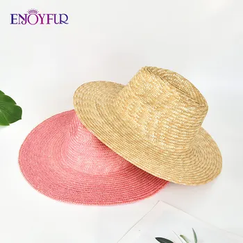 ENJOYFUR Vara Pălării Panama Pentru Femei Barbati Mare Pălărie de Paie pe Plajă la Soare Capac în aer liber Unisex Super Bricheta Respirabil Vizorul Fedoras