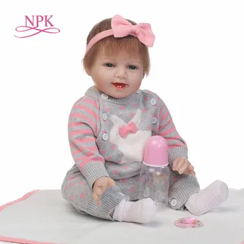 NPK 22Inch Păpuși 55cm Silicon Moale Copil Păpuși Reborn Cu Bumbac Natural Corpul Papusa Reborn Copii Jucării pentru Fete