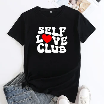 Iubirea de sine Club tricou Retro Grija de Sine Gândire Pozitivă Tricouri Casual Femei cu Probleme de Sănătate Mintală Tricou Top Dropshipping