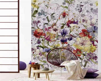 beibehang Personalizate modernă, stil American mână-pictat flori plante TV camera de zi Canapea tapet de fundal papier peint