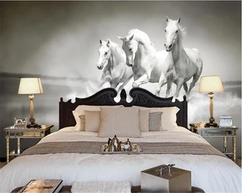 beibehang Personalizate cutelor-personalizate gratuit tapet HD frumoase cal alb care rulează în fundal pictura decorativa de perete de hârtie