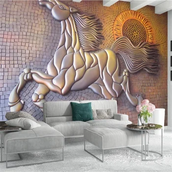 beibehang tapet Personalizat creative 3d de aur în relief cai de rulare fundal de perete camera de zi bătrânul murale 3d papel de parede