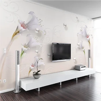 wellyu Personalizat tapet 3d Chineză bijuterii simplu tridimensional lily fond camera de zi dormitor tapet de fundal