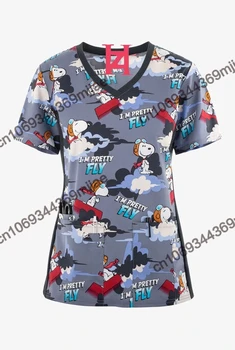 Asistenta tricou V-neck Pocket pentru Femei Chirurgicale Haine Femei Haine Tricouri pentru Femei Bluze 2023 Primăvară Elemente de en-Gros