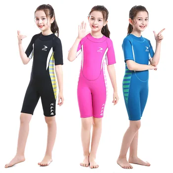 Noi O Bucată de 2,5 MM Copiii Fata Maneci Scurte Scufundări Shorty Costum de Înot Costum de Surf Ține de Cald Protectie UV Costume de baie