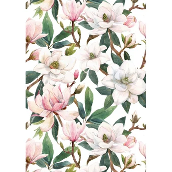 Magnolia Vinil Decojite Și Lipite Auto-Adeziv Imagini De Fundal Acuarelă Florale Autocolante De Perete Dormitor Camera De Zi De Perete Decor Acasă