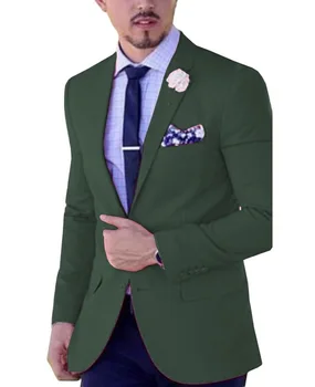 Personalizat Costume pentru Barbati Slim Fit Rever Business Casual Blazer Cavalerii de onoare Costume Gri Verde Șampanie Visiniu pentru Nunta Formala