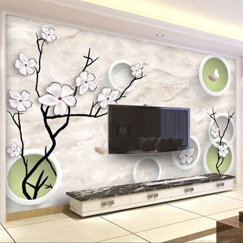 wellyu tapet Personalizat marmură relief flori de perete personalizate pictura murala mare tapet verde papel de parede para quarto