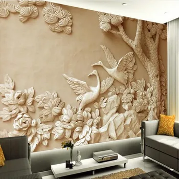 wellyu Personalizate pe scară largă frescă de relief relief copac trei - dimensional picturi murale TV fundal tapet papel de parede