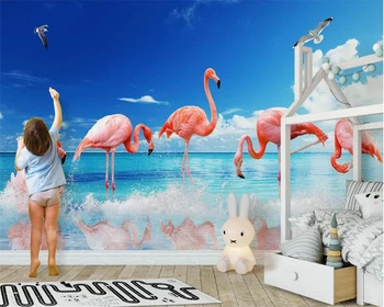 beibehang tapet tapet pentru camera copii modern minimalist mici de mare proaspete flamingo perete de fundal papier peint murale 3d