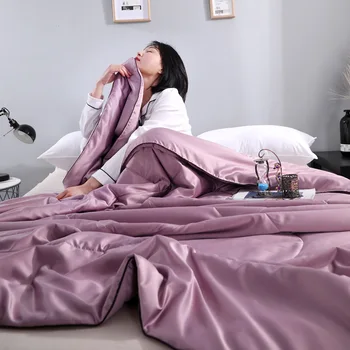 Modă De Culoare Solidă De Spălat Real De Vară Respirabil Quilt De Uz Casnic Singur Dublu De Birouri Adult Copii De Dormit Pătura