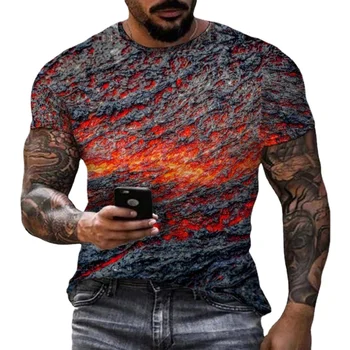 Noi Vara Noi Magma Zdrobitor Fulgere Tunete Mens T-Shirt de Imprimare 3D Abstract Liber Casual Moda de Top cu Maneci Scurte 6XL
