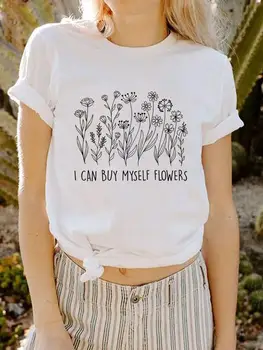 Grafic T-shirt Tee Top pentru Femei de Moda de Flori de Plante 90 Stil Maneca Scurta, Imprimare Tricou de Vară de Primăvară Imprimare Îmbrăcăminte