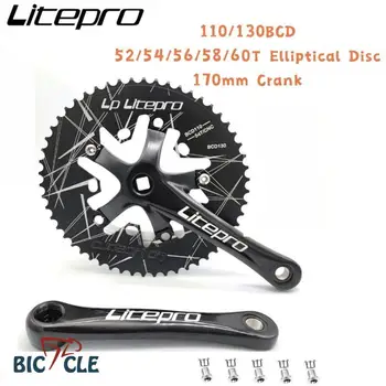 LITEPRO110/130BCD52/54/56/58/60T Eliptice Disc Bicicleta BMX Integrat Pinion 170mm Manivela Singur Angrenajul Pliere Biciclete Piese