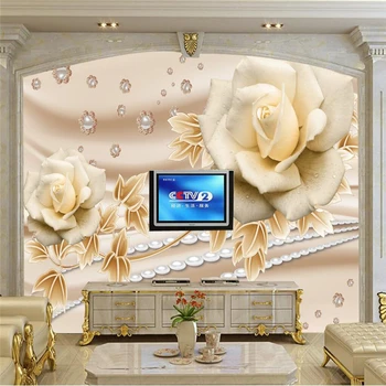 beibehang Foto Personalizat Tapet Autocolant Atmosferă Elegantă a Crescut Pearl Silk Fondul papel de parede para 3d sala atacado
