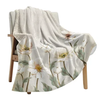 Fundal de epocă Flori Pături Portabil Moale Arunca Pătură pentru Pat Birou Cuvertură de pat Flanel Pătură