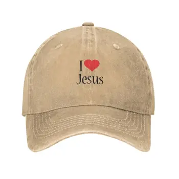 Personalizat de Bumbac îl Iubesc pe Isus Șapcă de Baseball pentru Barbati Femei Respirabil Credința Creștină Tata Pălărie Sport