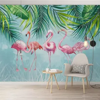 beibehang Personalizate wallpaper 3d foto murală Nordic planta tropicala flamingo fundal de hârtie de perete pictura decorativa tapet 3d